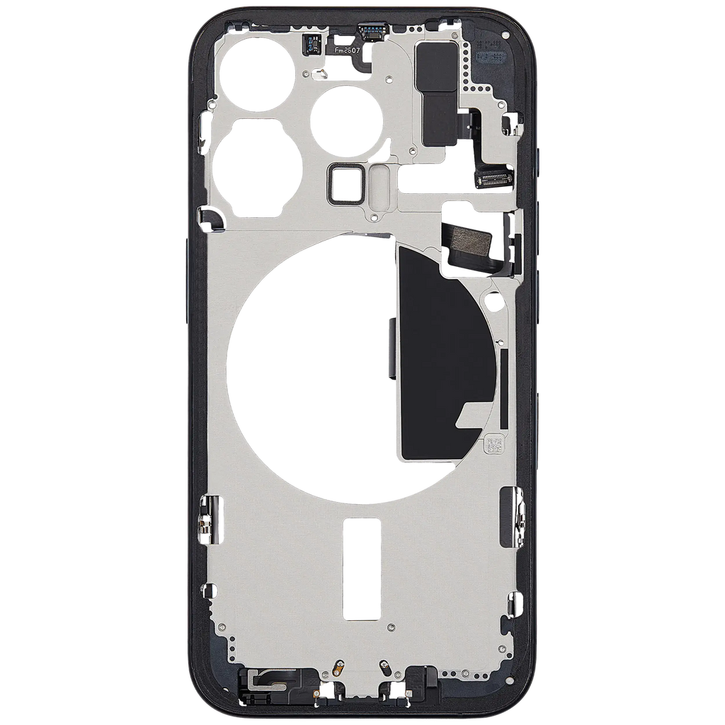 Midframe/Frame with Charging Port Flex and Small Parts for iPhone 15 Pro (EU/Global) - Used OEM Pulled, Grade A - Blue Titanium