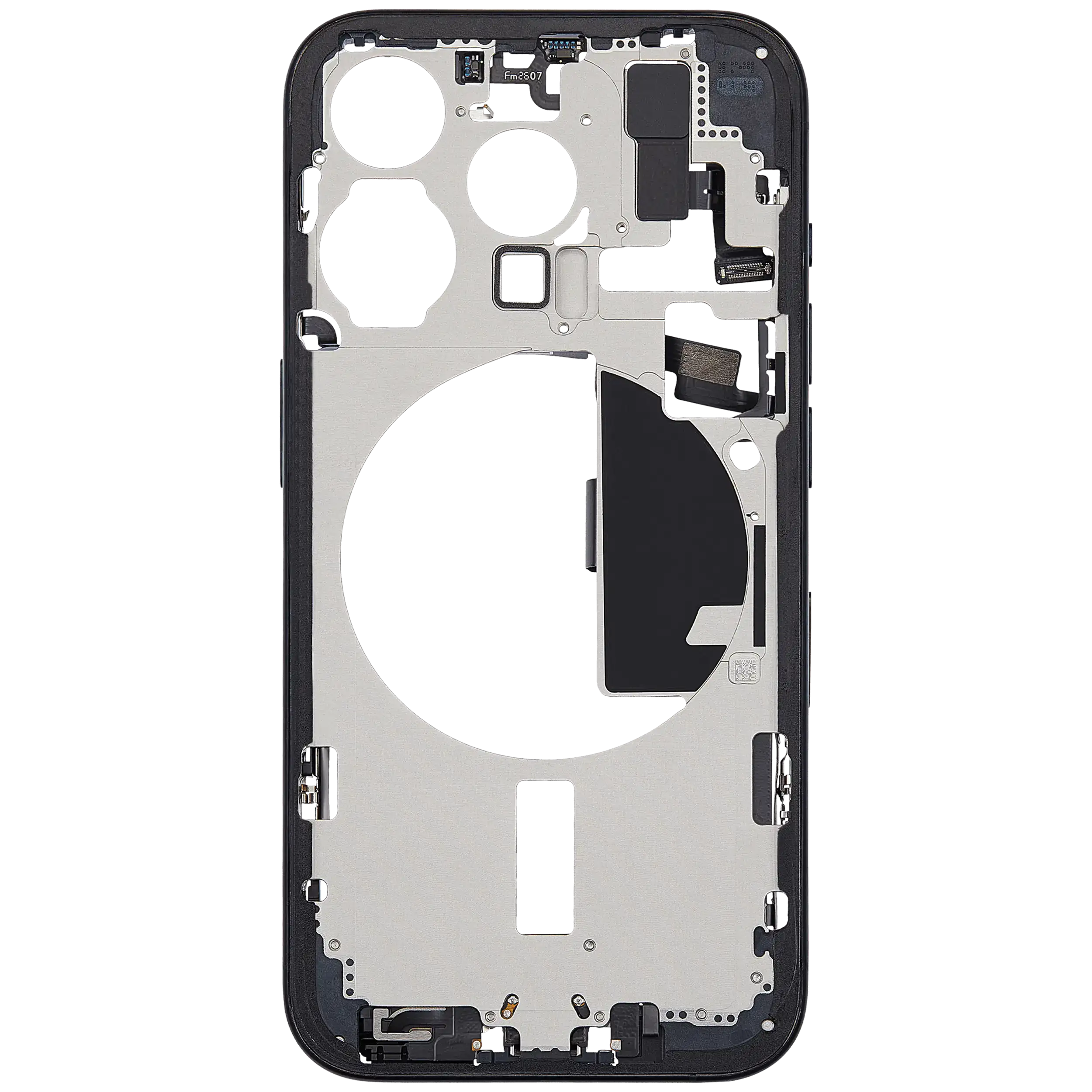 Midframe/Frame with Charging Port Flex and Small Parts for iPhone 15 Pro (EU/Global) - Used OEM Pulled, Grade A - Blue Titanium
