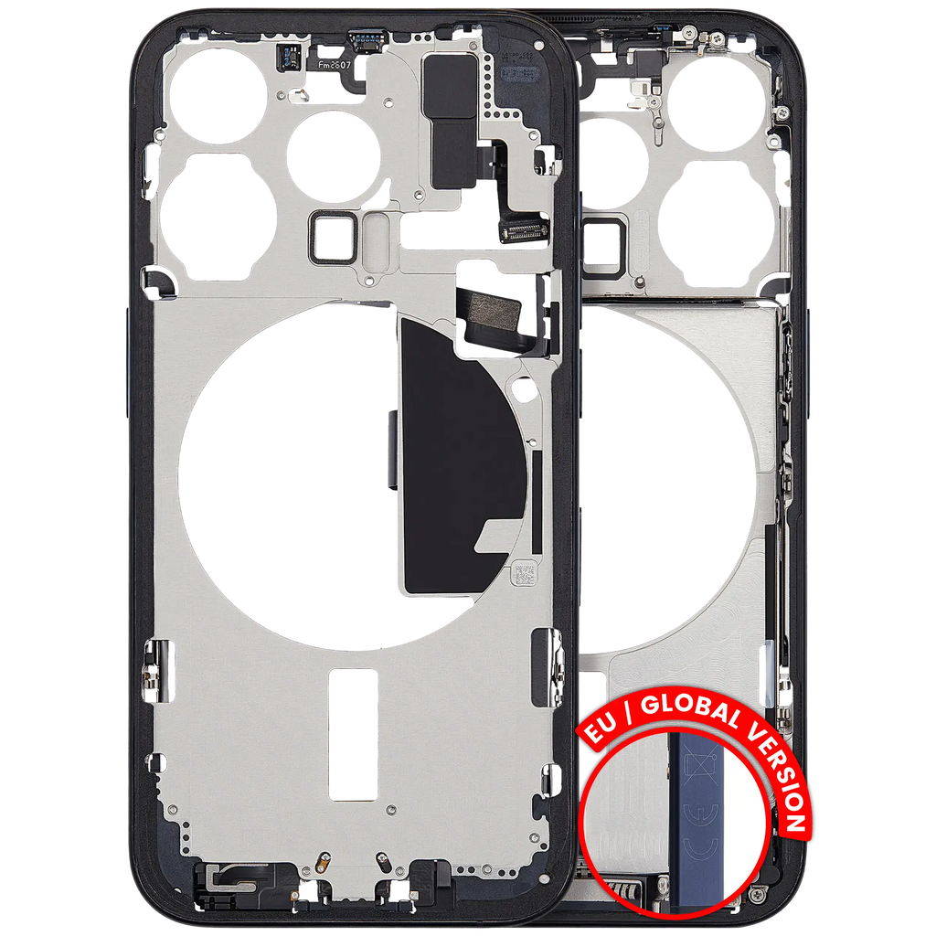 Midframe/Frame with Charging Port Flex and Small Parts for iPhone 15 Pro (EU/Global) - Used OEM Pulled, Grade A - Blue Titanium