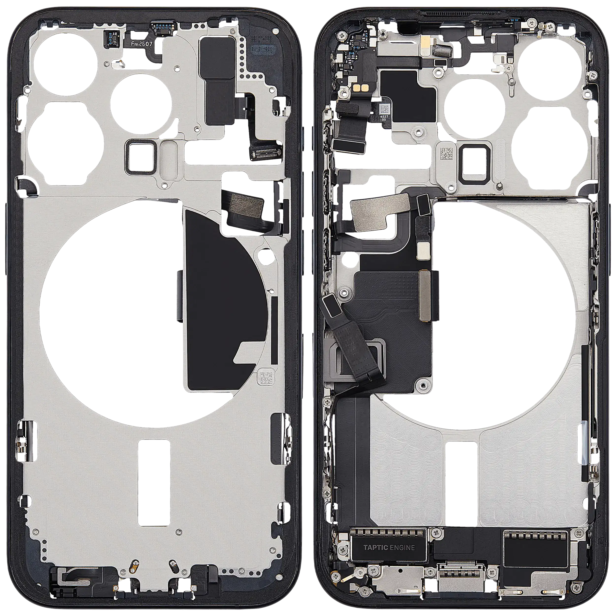 Midframe/Frame with Charging Port Flex and Small Parts for iPhone 15 Pro (EU/Global) - Used OEM Pulled, Grade A - Blue Titanium