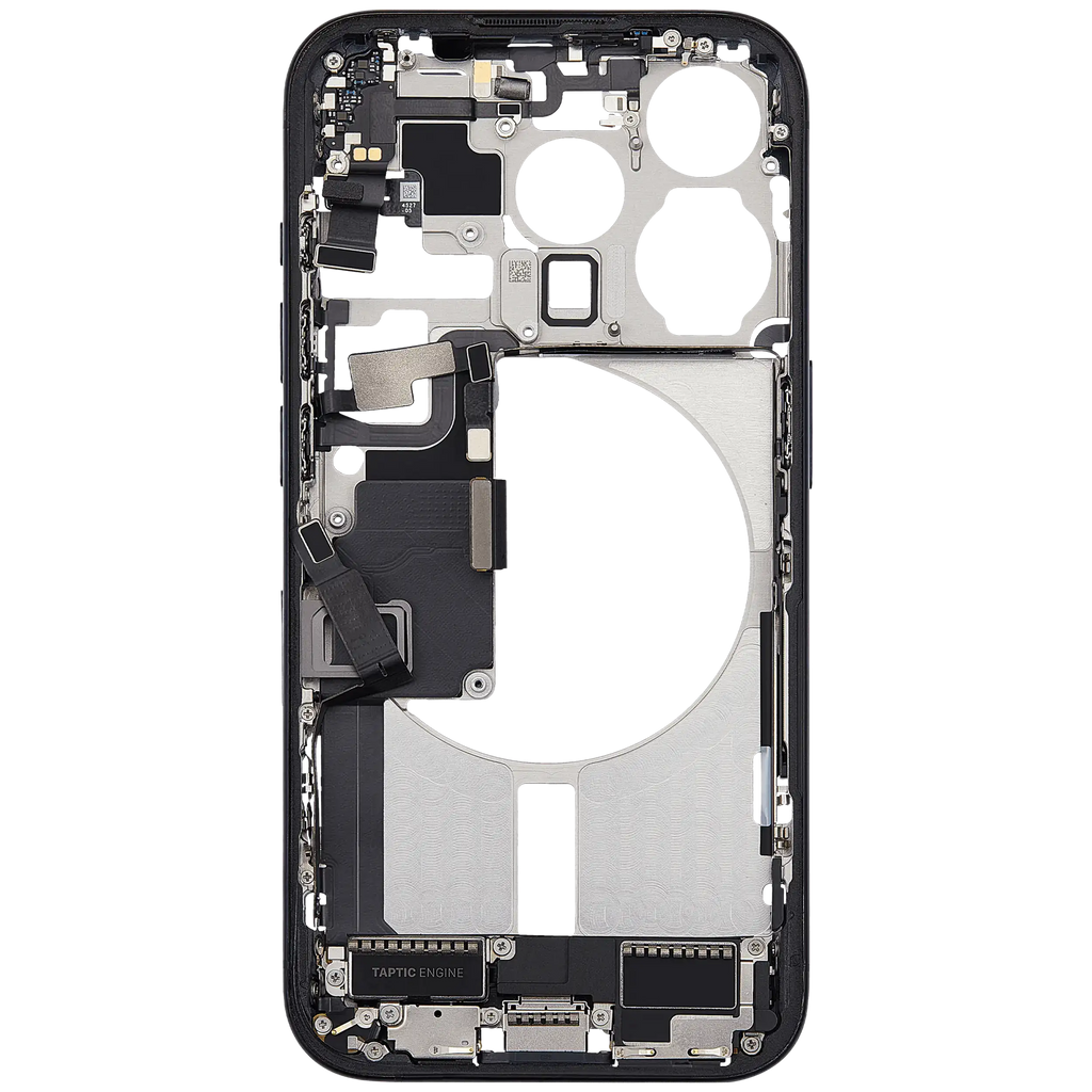 Midframe/Frame with Charging Port Flex and Small Parts for iPhone 15 Pro (EU/Global) - Used OEM Pulled, Grade A - Blue Titanium