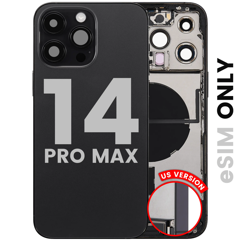 Back Cover/Frame with Charging Port Flex Cable and Small Parts for iPhone 14 Pro Max (US Version) (Used OEM Pull, Quality B) (Space Black)