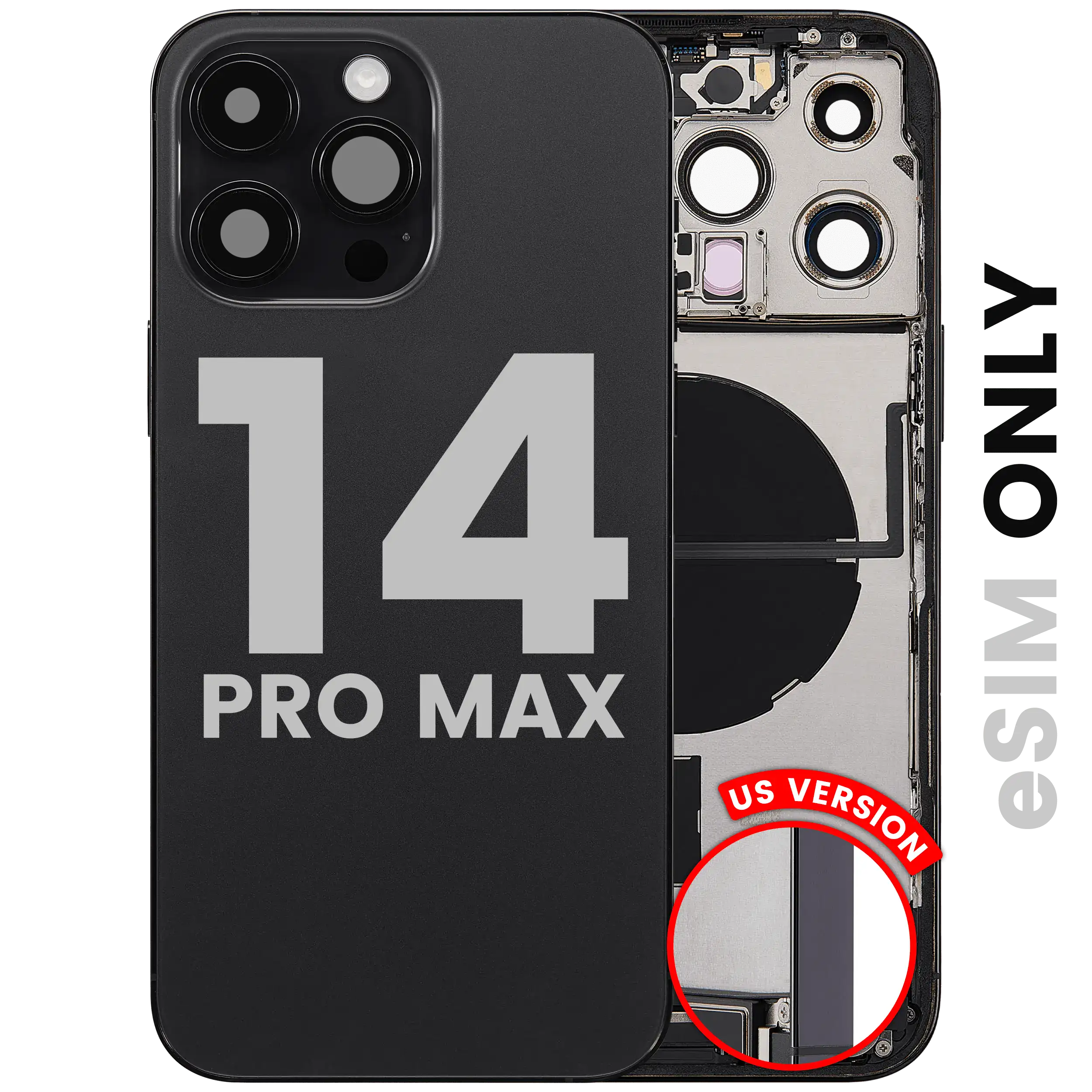 Original Apple-Ausbau A gebraucht – iPhone 14 Pro Backcover/Rahmen Space Schwarz