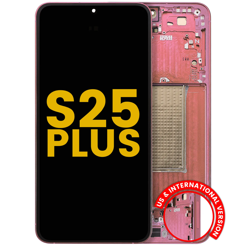 OLED-Display mit Rahmen Samsung Galaxy S25 Plus Coral Rot Refurbished