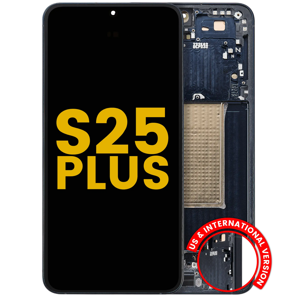 OLED-Display mit Rahmen Samsung Galaxy S25 Plus Refurbished Blau Schwarz