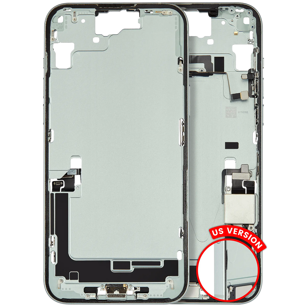Midframe/Frame with Charging Port Flex and Small Parts for iPhone 15 Plus (US Version) (Used OEM Pull, B Quality) (Green)