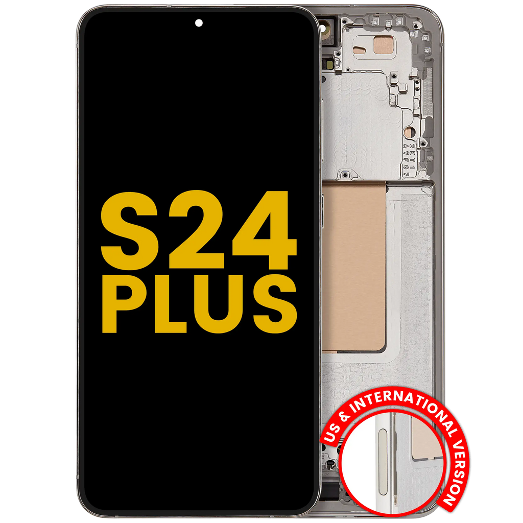 OLED-Display mit Rahmen für Samsung Galaxy S24+ Generalüberholt Amber Yellow
