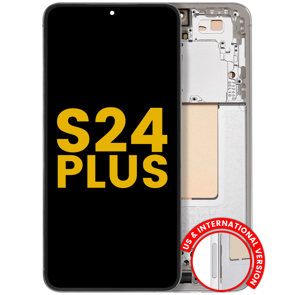 OLED-Display mit Rahmen für Samsung Galaxy S24+ Refurbished Marble Grey