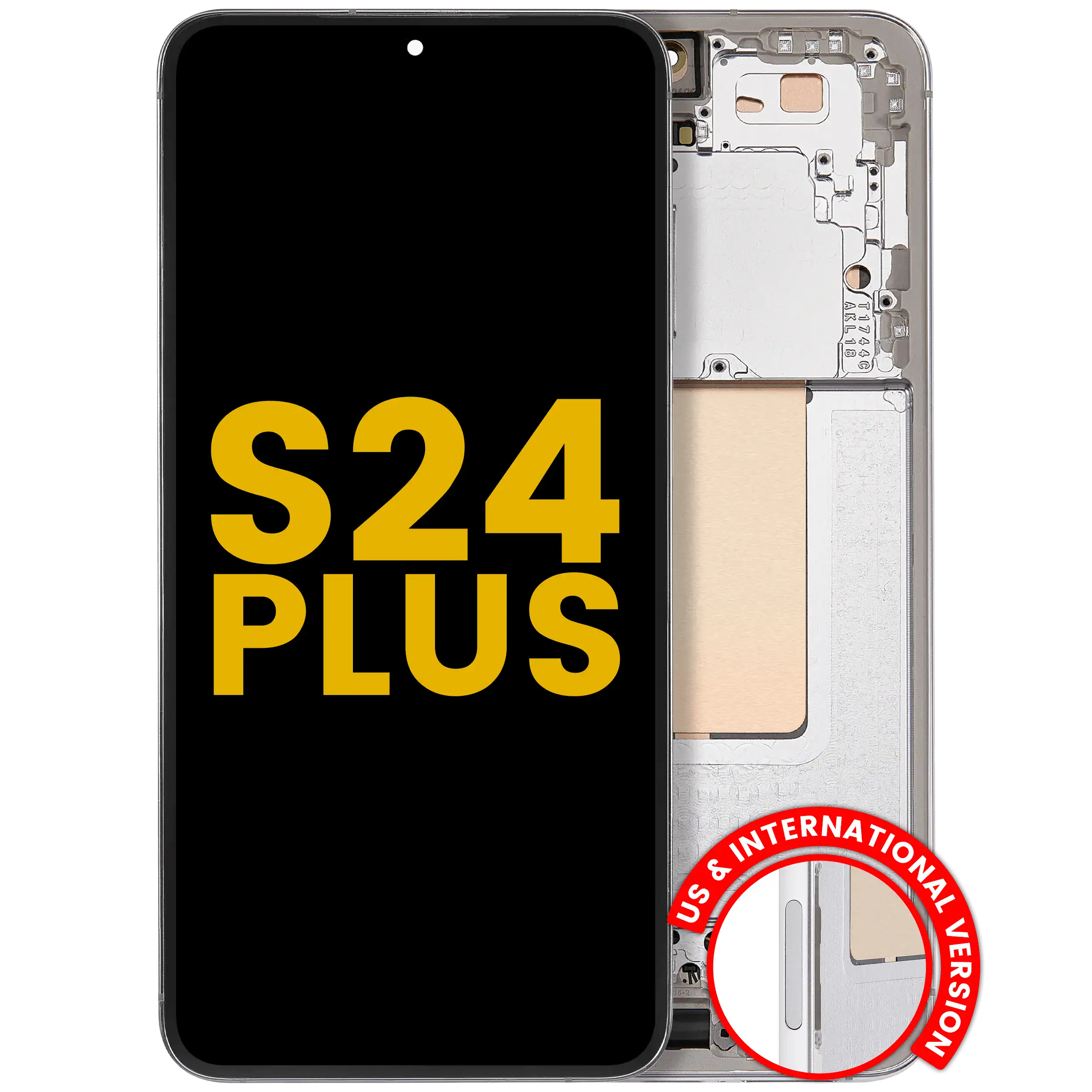 OLED-Display mit Rahmen für Samsung Galaxy S24+ Refurbished Marble Grey