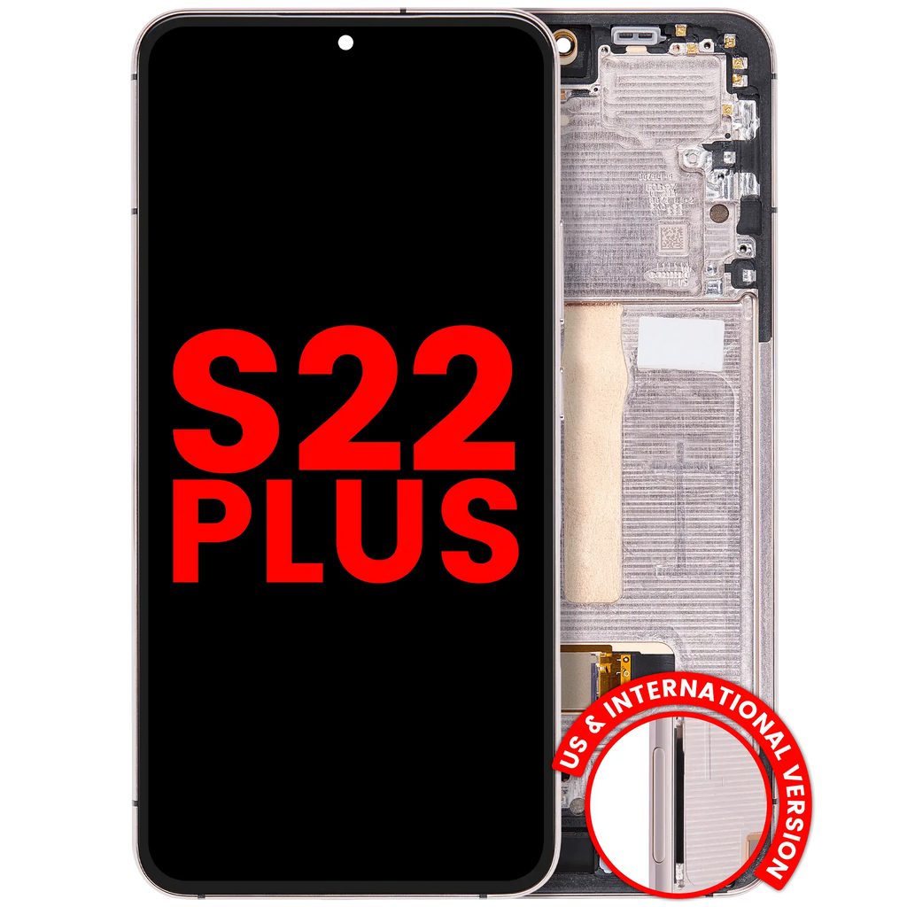 OLED-Display mit Rahmen Samsung Galaxy S22+ Pink Gold/Violet Aftermarket Plus