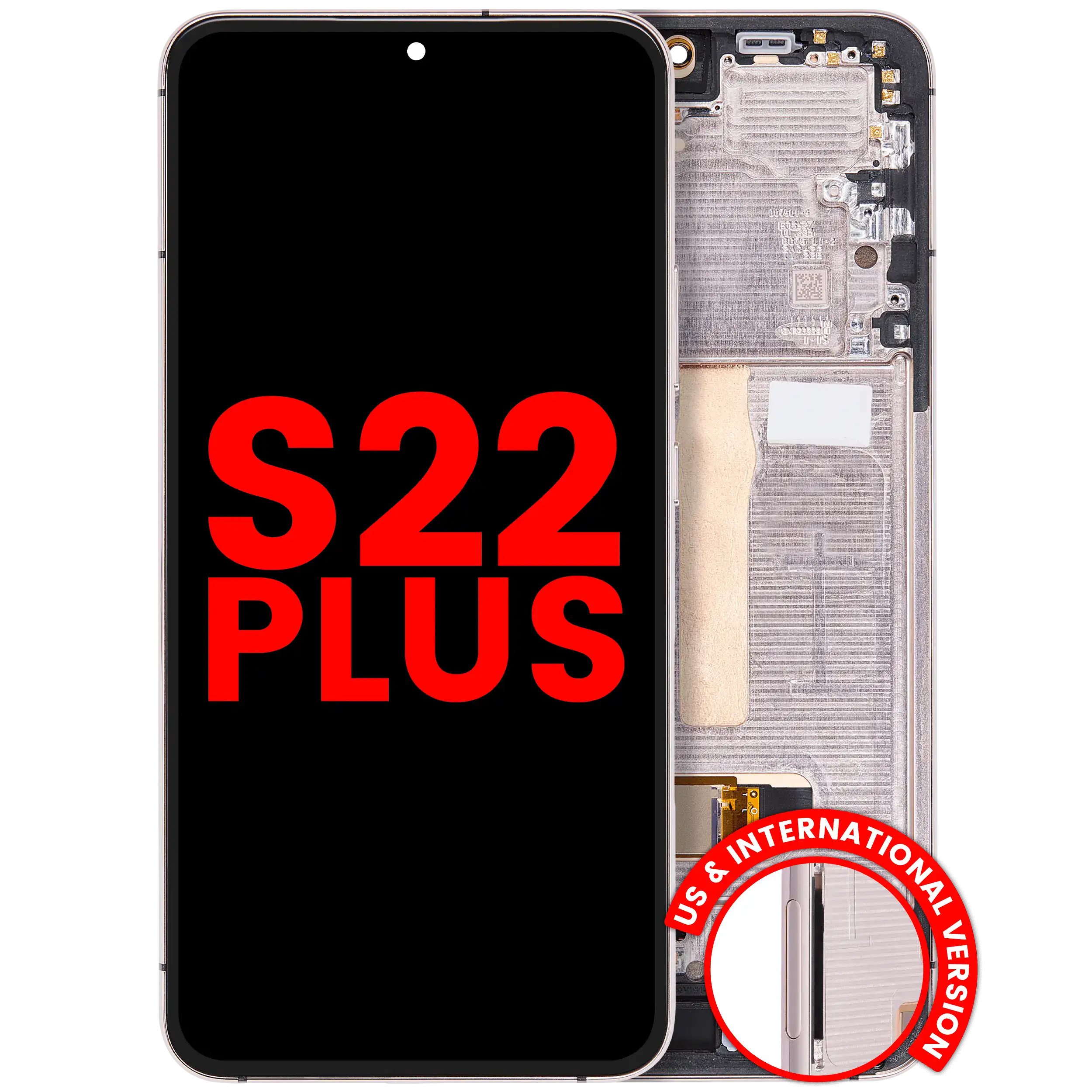 OLED-Display mit Rahmen Samsung Galaxy S22+ Pink Gold/Violet Aftermarket Plus
