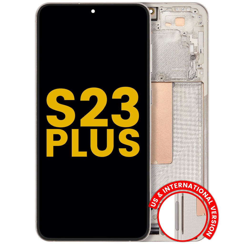 OLED-Display mit Rahmen für Samsung Galaxy S23 Plus Cream (Refurbished)