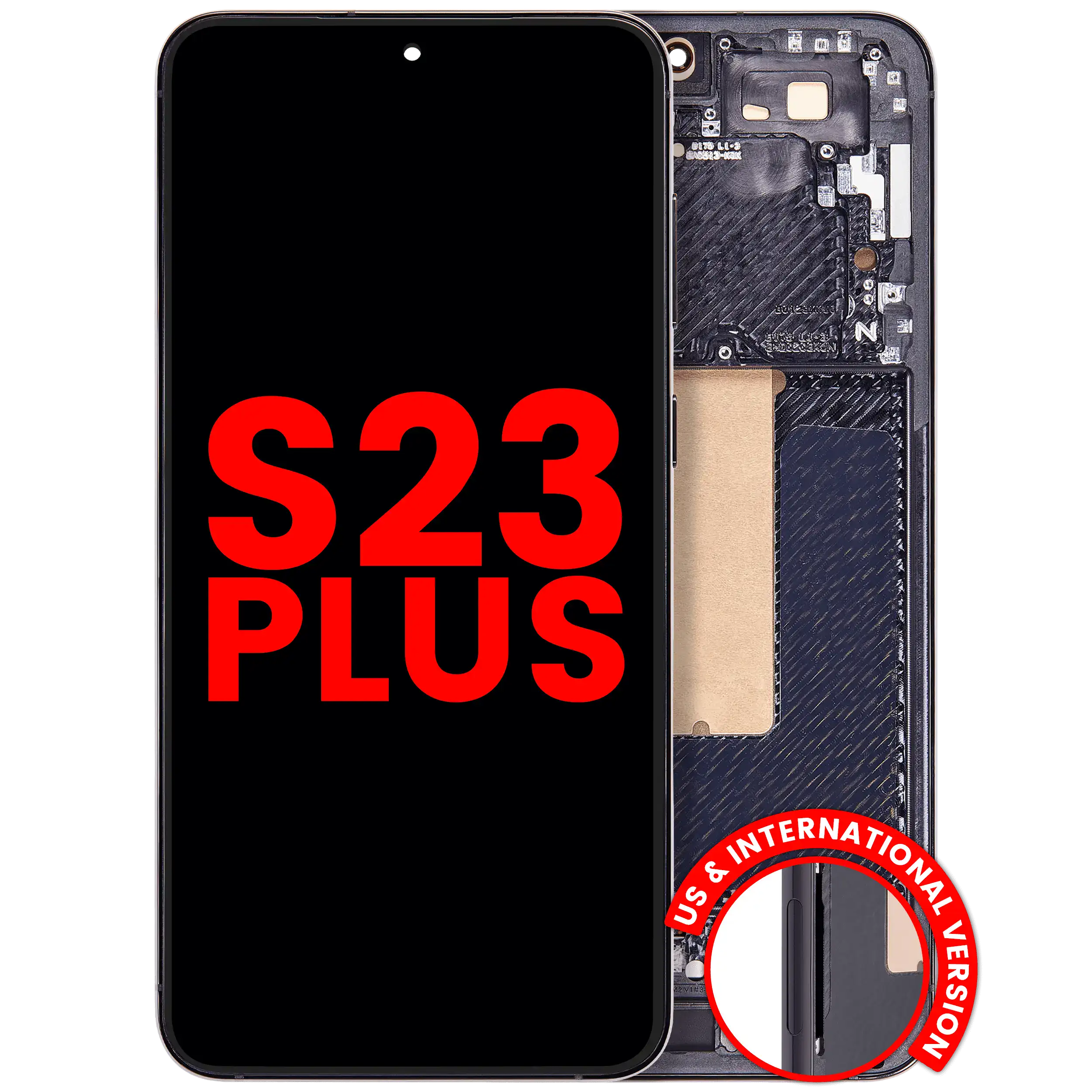 OLED-Display mit Rahmen Samsung Galaxy S23 Plus Phantom Black Aftermarket Plus
