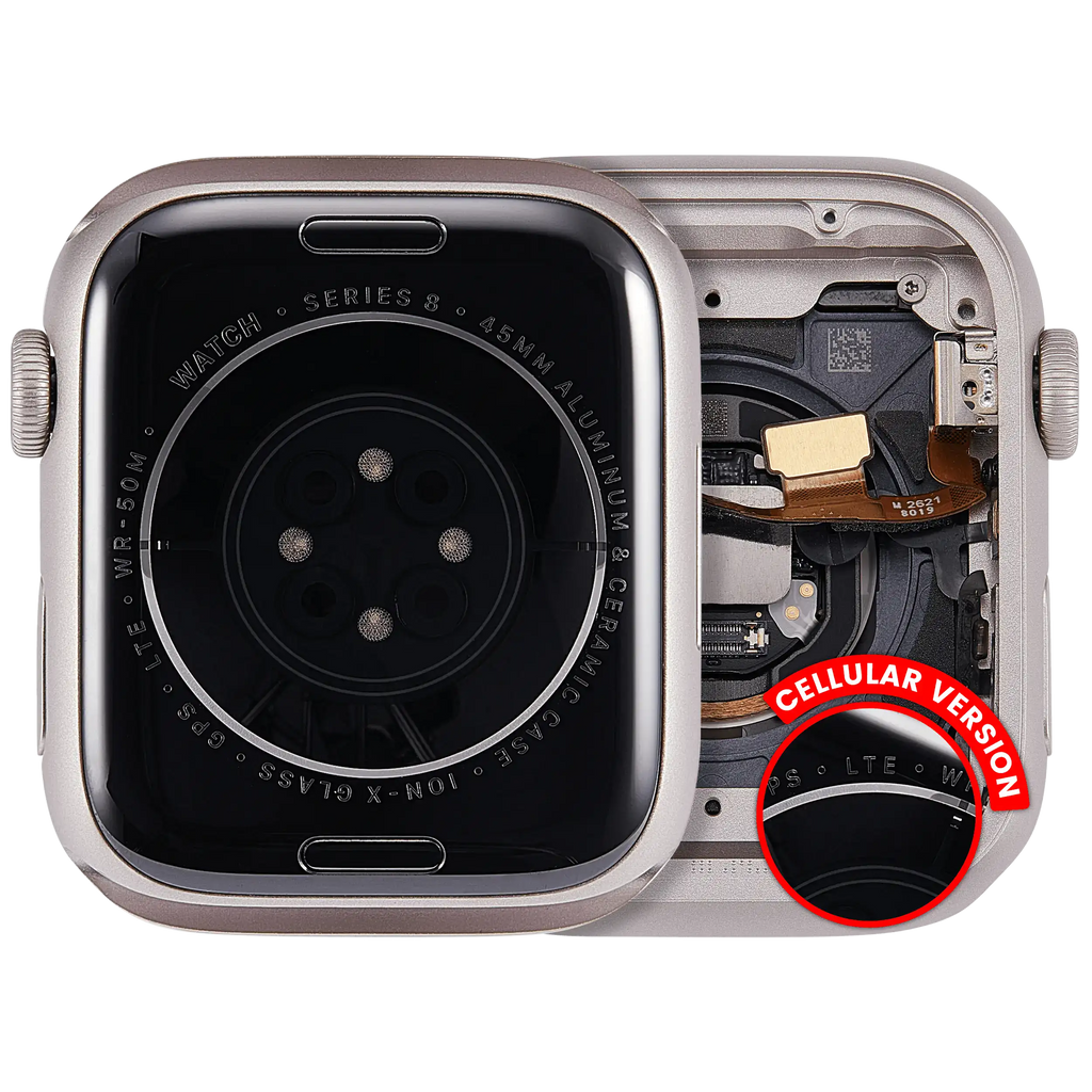 Housing Unit for Apple Watch Series 8 (45mm) - Used OEM Disassembly, Grade A - Cellular Version - Aluminum / Starlight