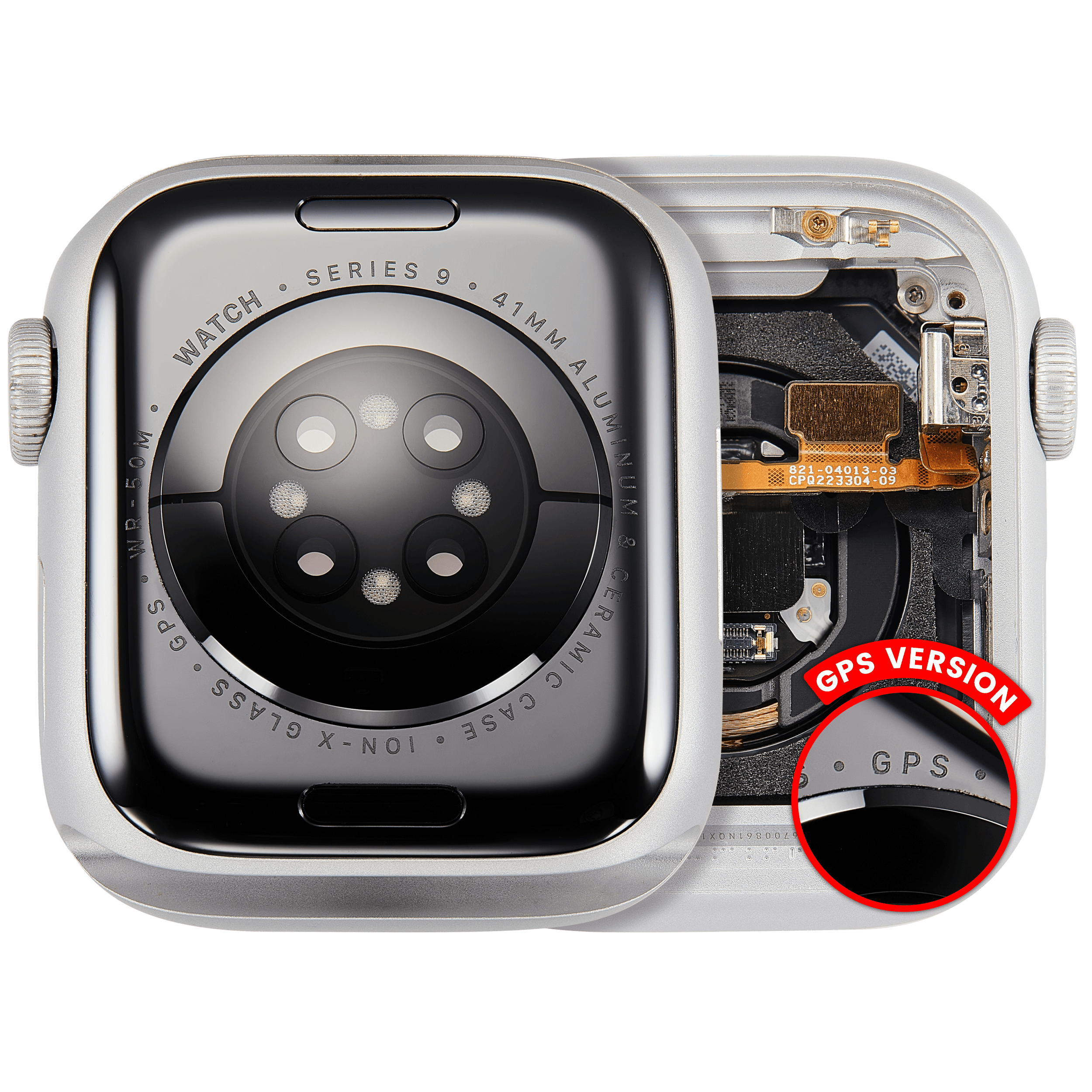 Gehäuse-Baugruppe Apple Watch S9 41mm GPS Alu Silber OEM Pull A