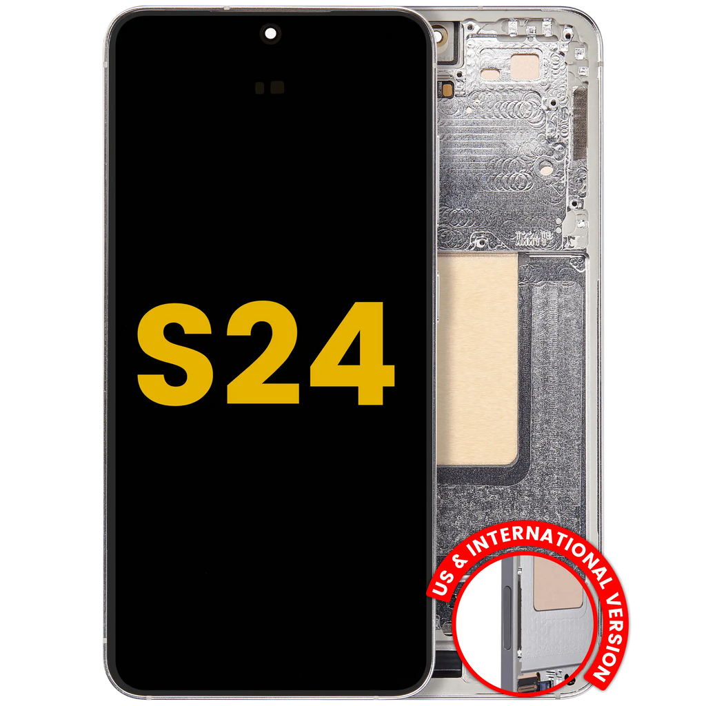 OLED-Display mit Rahmen für Samsung Galaxy S24 Refurbished Marble Grey