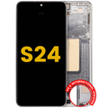 OLED-Display mit Rahmen für Samsung Galaxy S24 Refurbished Marble Grey