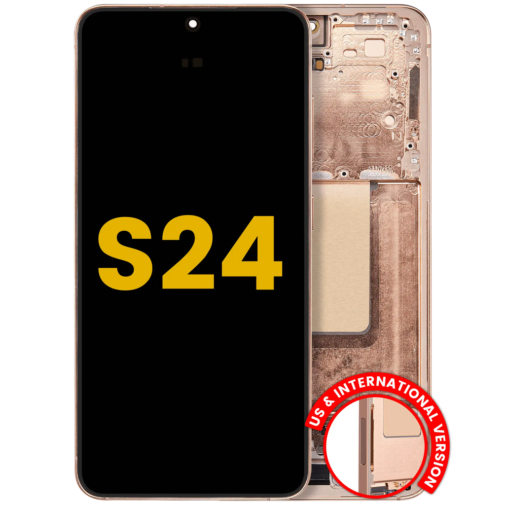 OLED Display with Frame for Samsung Galaxy S24 5G (US & International Version) – Refurbished – Sandstone Orange