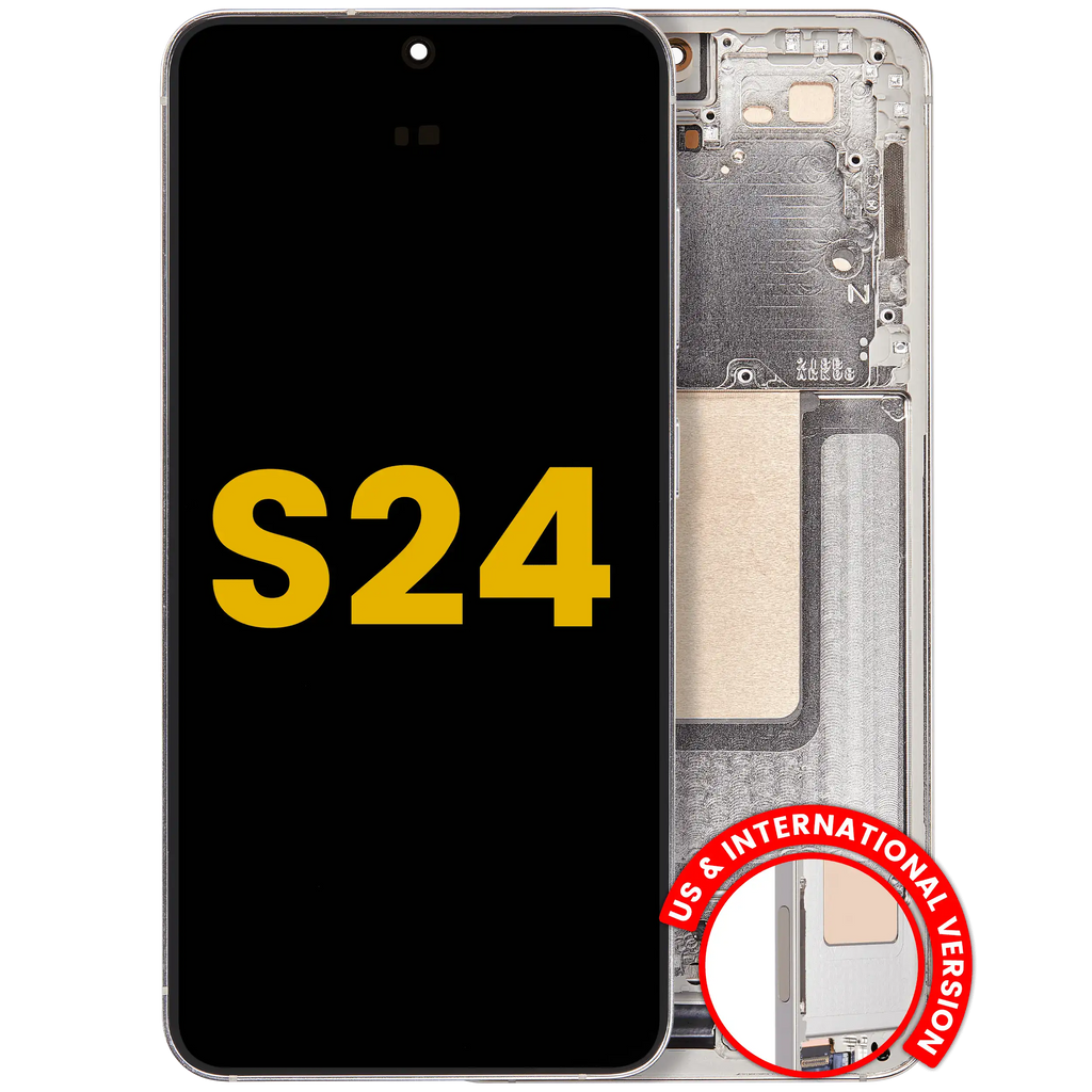 OLED-Display mit Rahmen f. Samsung Galaxy S24 Amber Yellow (Refurbished)