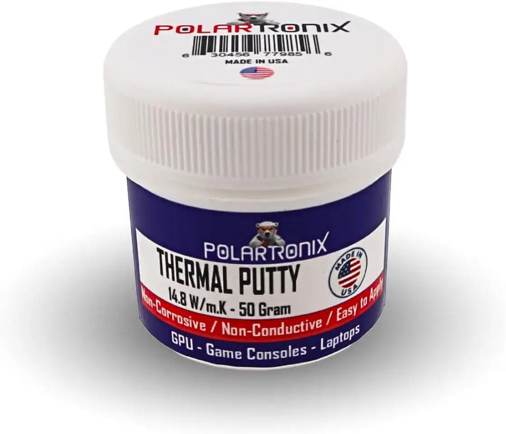 Thermal Putty 14.8 W/m·K, Non-Conductive, High-Performance Gap Filler (50 g) for Laptop GPU, PS5, Xbox Series X/S, VRAM, MOSFETs, Coils - PolarTronix
