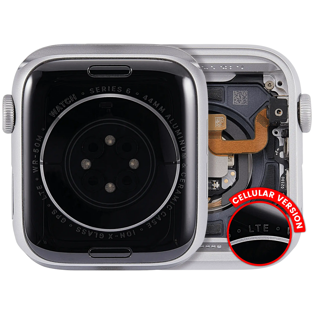 Housing Assembly for Apple Watch Series 6 (44mm) – Cellular, Aluminum/Silver, used OEM removal, Grade A