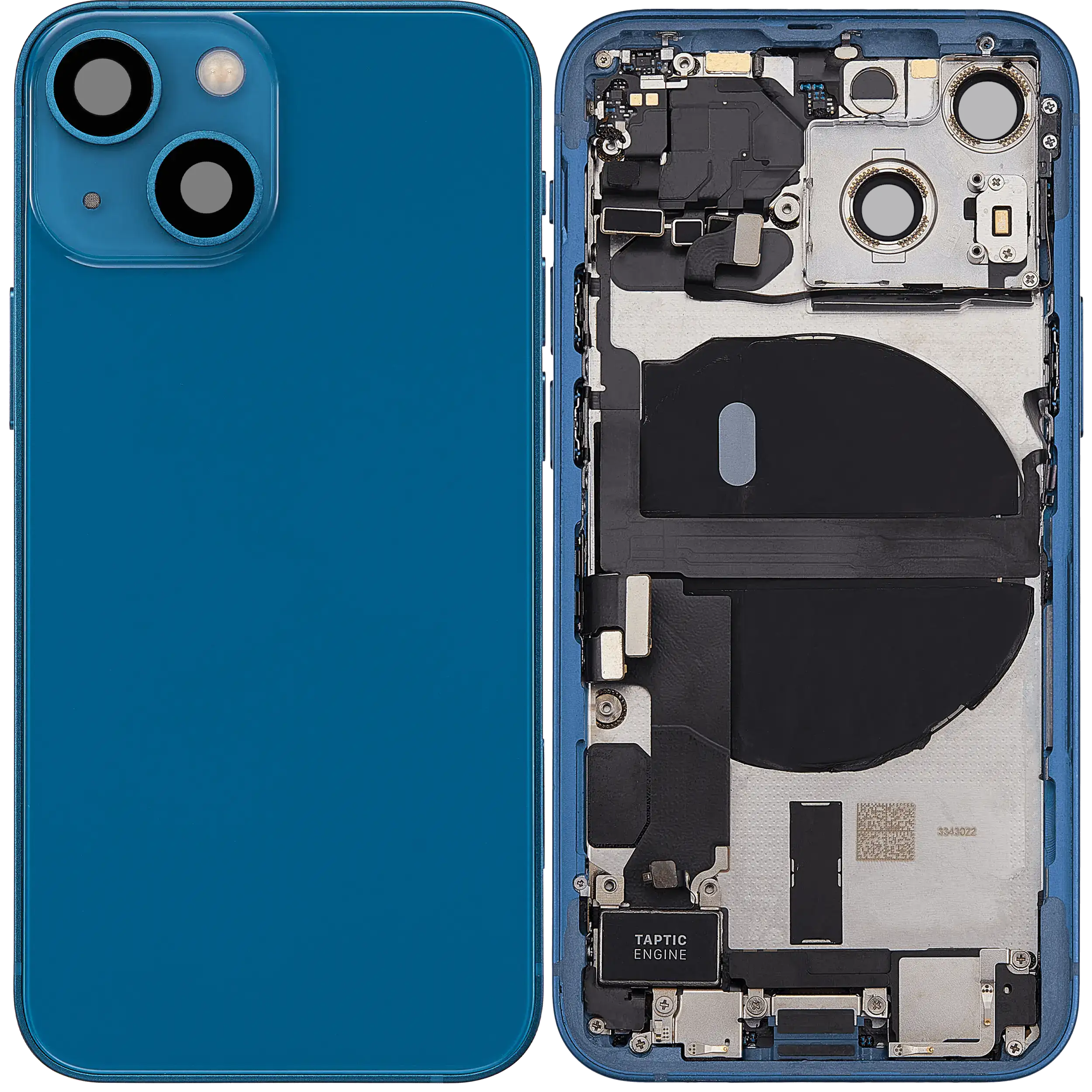 Back Cover/Frame with Charging Port Flex and Small Parts for iPhone 13 Mini (US Version) (Used OEM Pull, C Quality) (Blue)