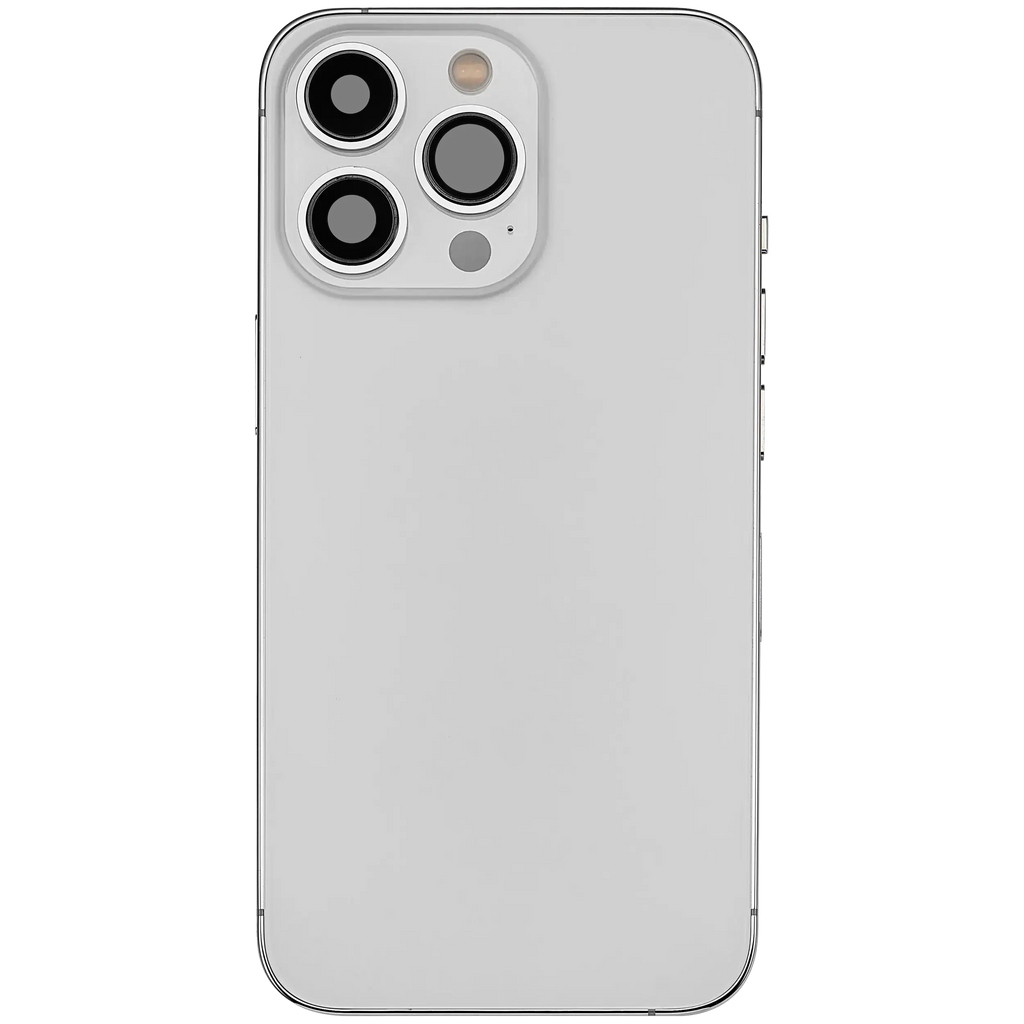 Backcover/Rahmen mit Ladebuchse-Flexkabel und Kleinteilen für iPhone 13 Pro (EU/Global Version) (Gebrauchtes OEM Pull: Grade C) (Silber)