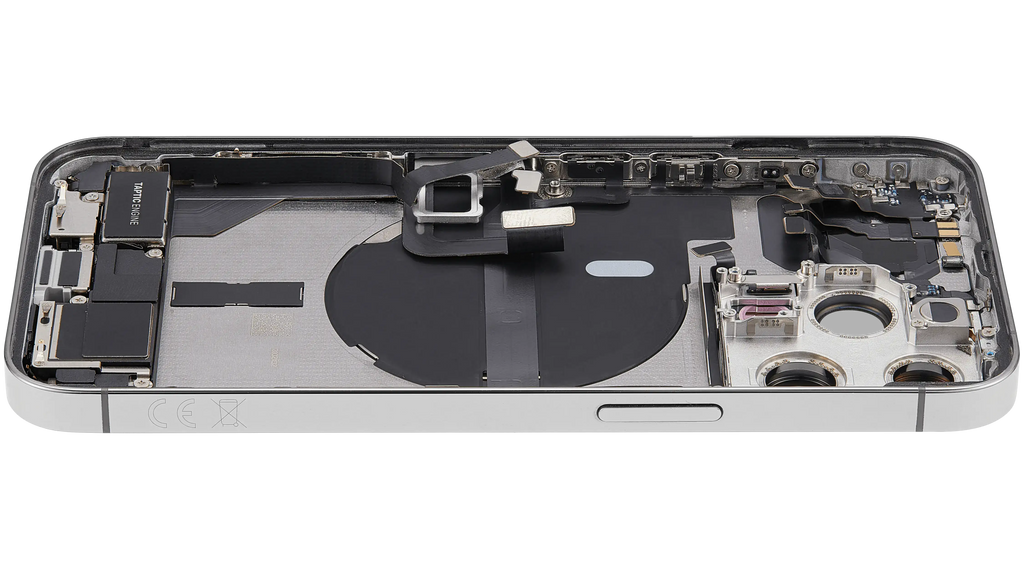 Backcover/Rahmen mit Ladebuchse-Flex für iPhone 13 Pro Silber OEM Pull C