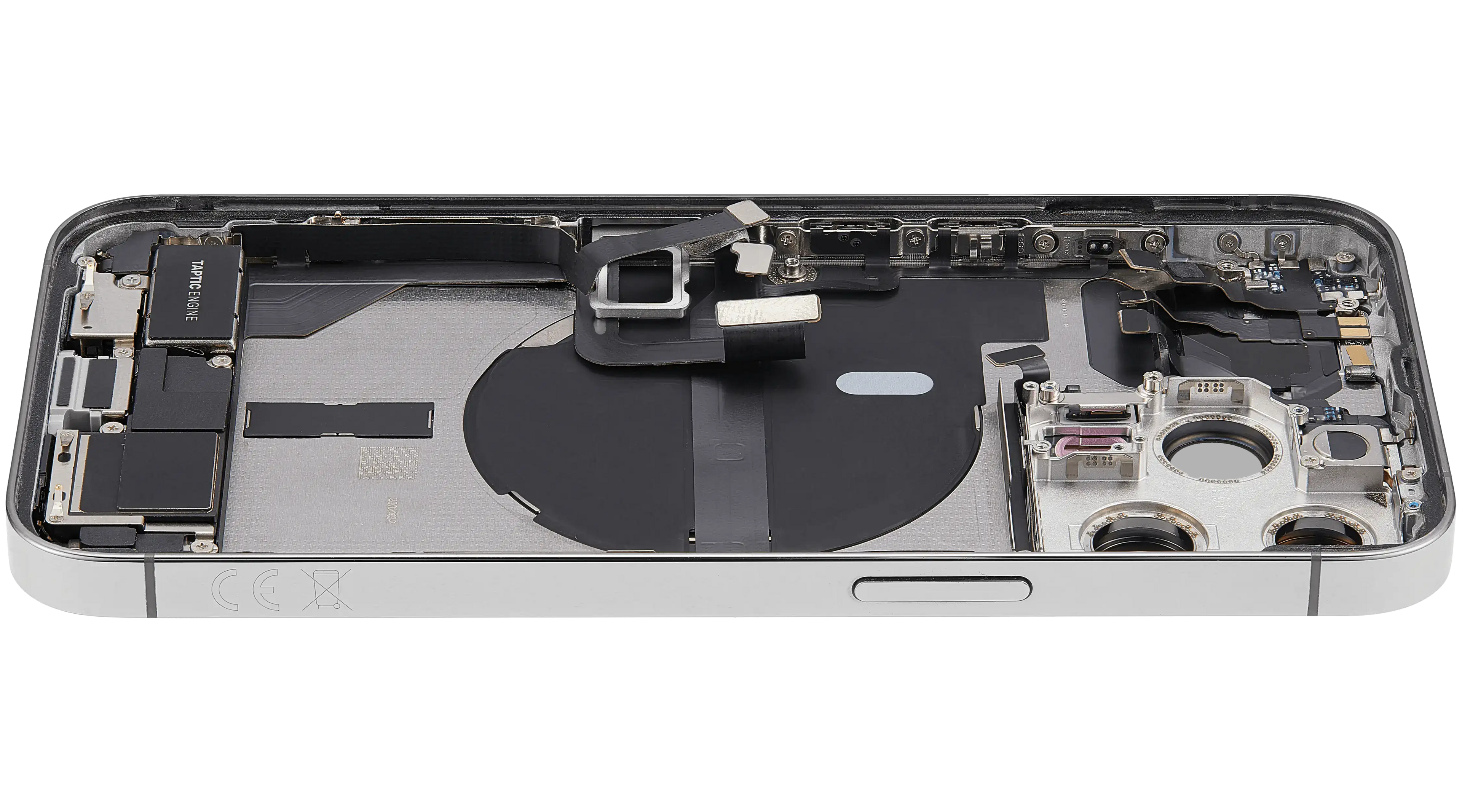 Backcover/Rahmen mit Ladebuchse-Flex für iPhone 13 Pro Silber OEM Pull C