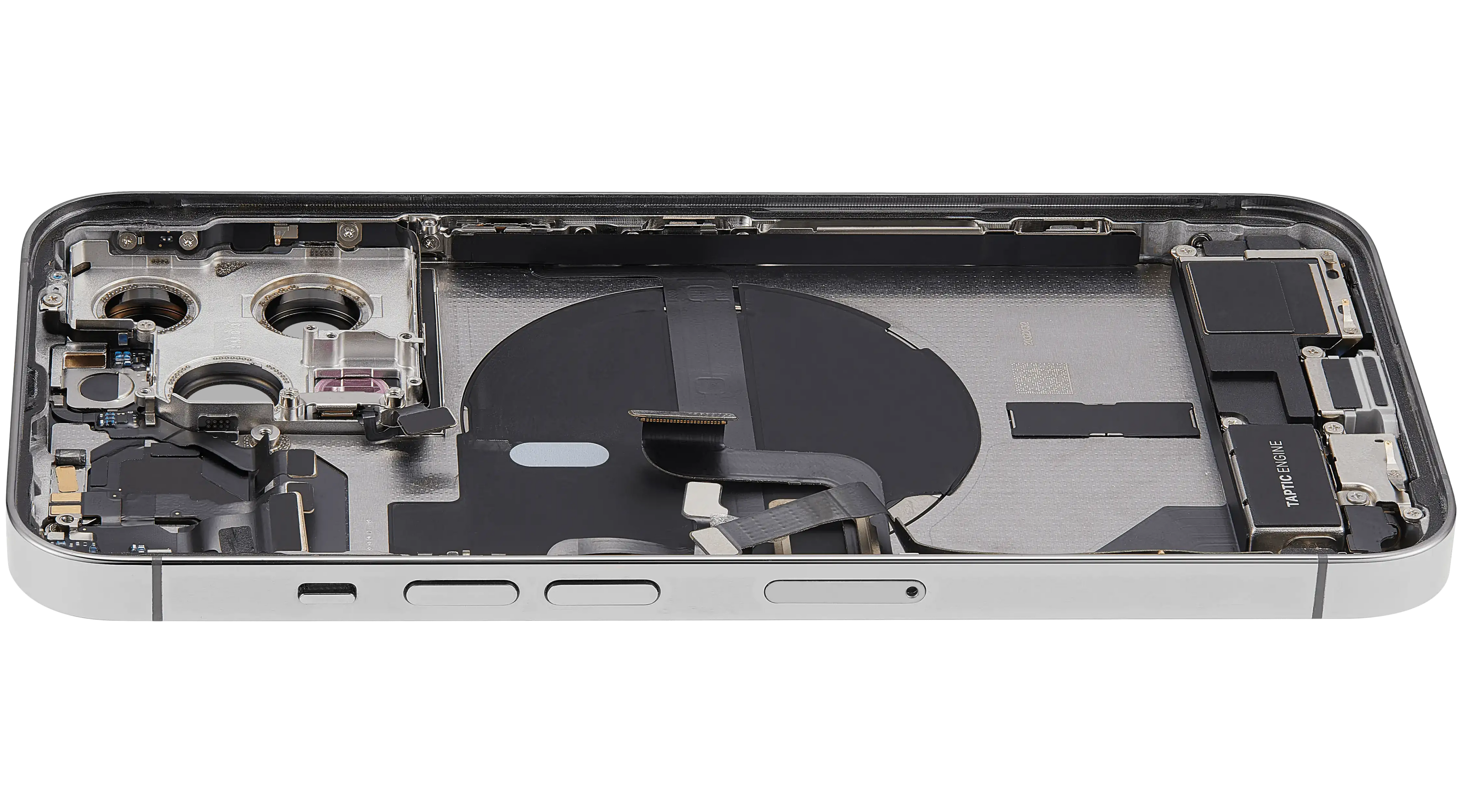 Backcover/Rahmen mit Ladebuchse-Flexkabel und Kleinteilen für iPhone 13 Pro (EU/Global Version) (Gebrauchtes OEM Pull: Grade C) (Silber)