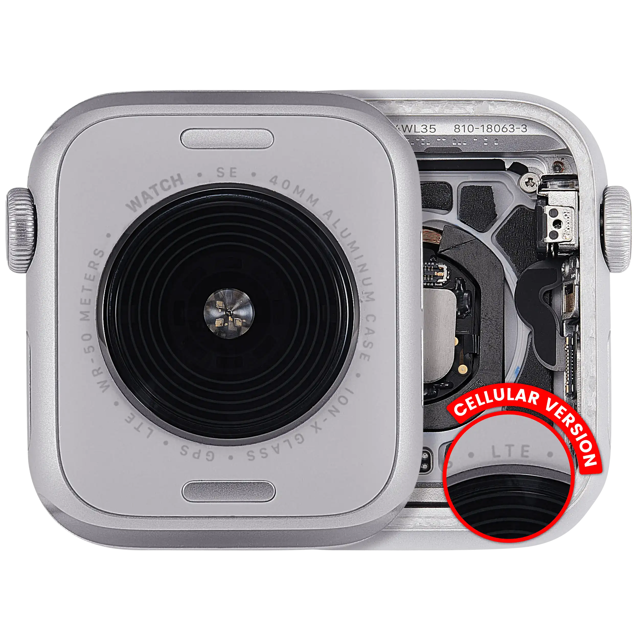 Housing Assembly for Apple Watch Series SE 2nd Generation (40MM) - Used OEM Pull, Grade A - Cellular Version - Aluminum/Silver