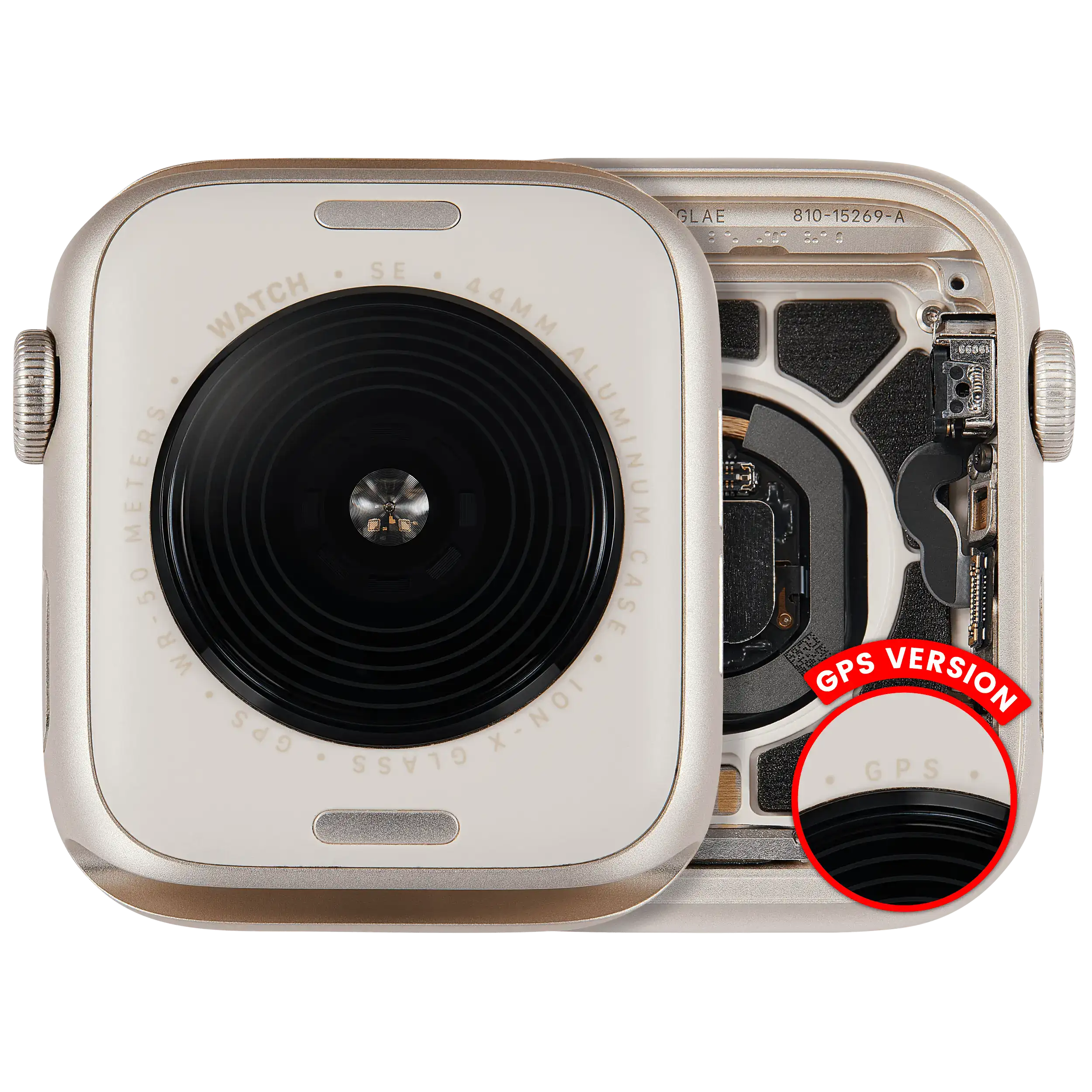 Case compatible with Apple Watch Series SE 2nd Generation (44MM) – used OEM extraction, Grade A, GPS version, Aluminum/Starlight