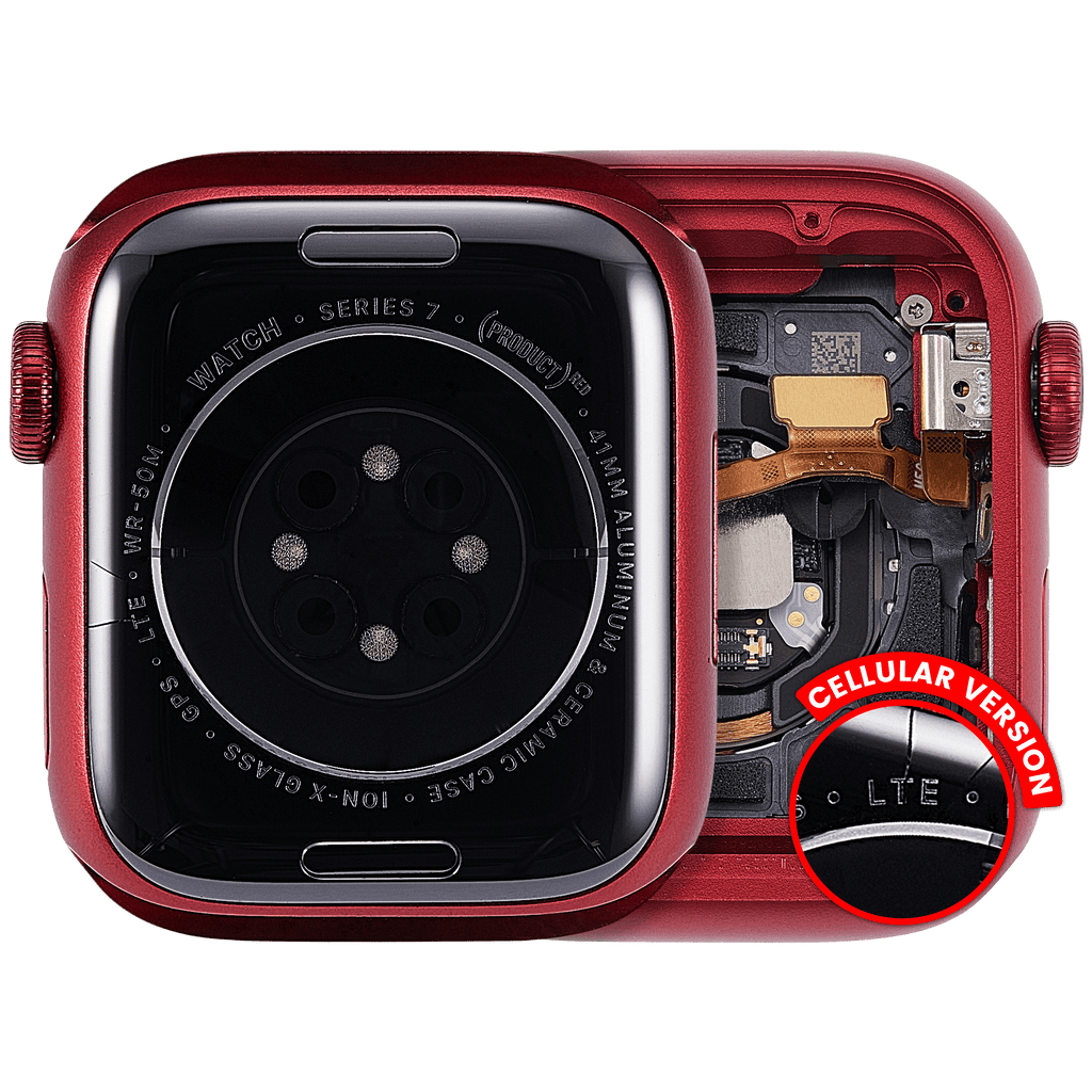 Gehäusebaugruppe Apple Watch S7 41mm gebr. OEM Pull A Cellular Alu Rot