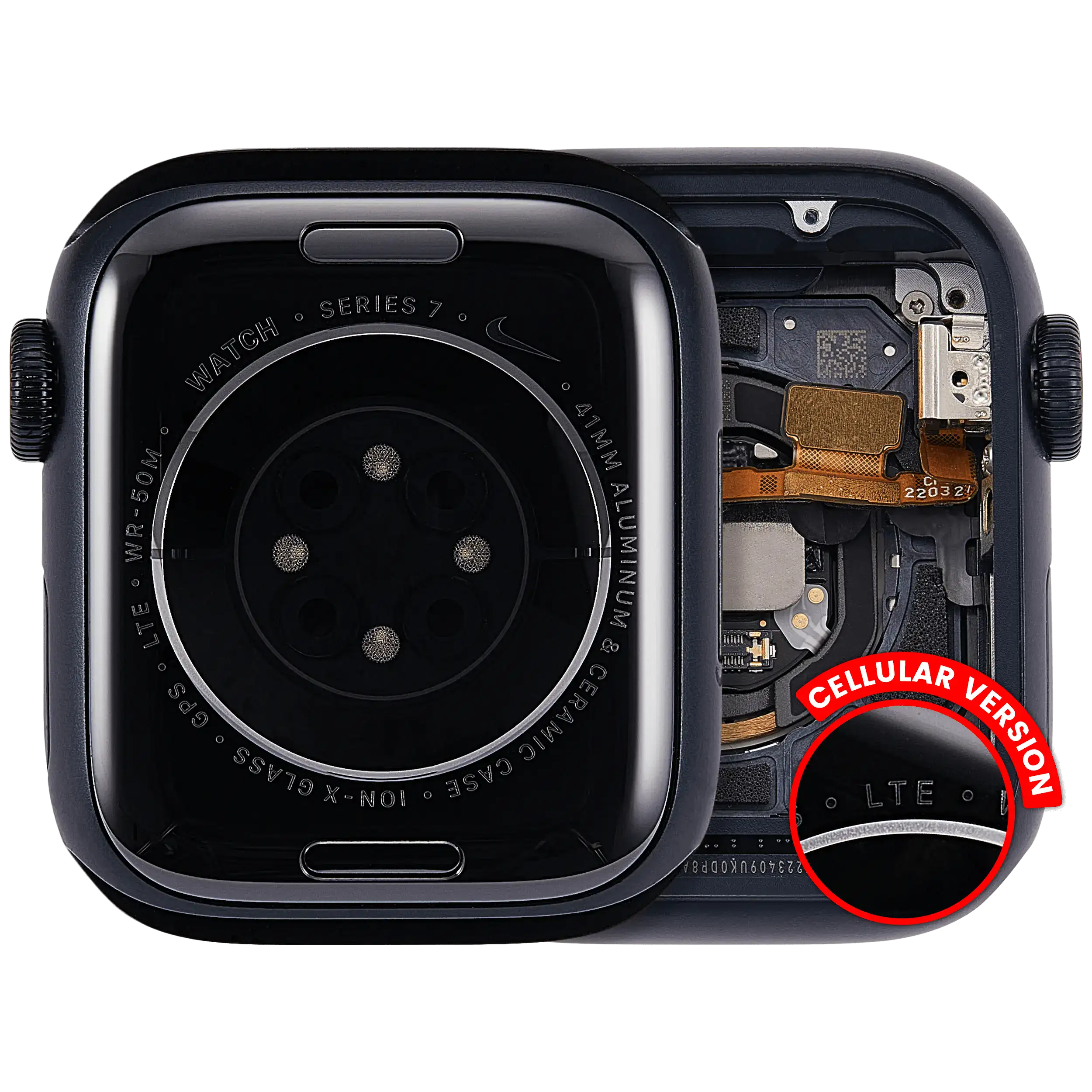 Housing Unit for Apple Watch Series 7 (41mm) (Used OEM Pull, Grade A) (Cellular Version) (Aluminum / Space Black)