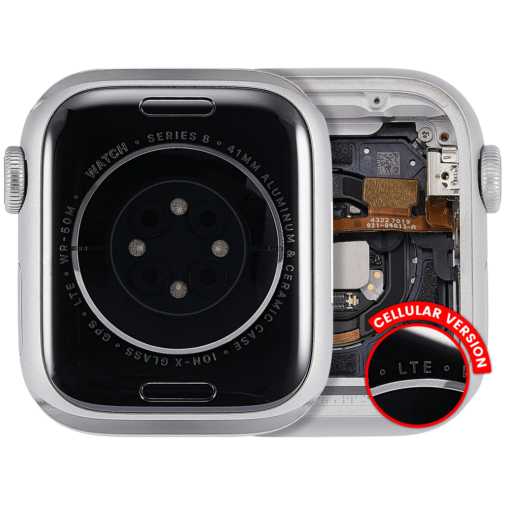 Housing for Apple Watch Series 8 (41mm) - Aluminum/Silver - Used OEM Pull, Grade A (Cellular Version)