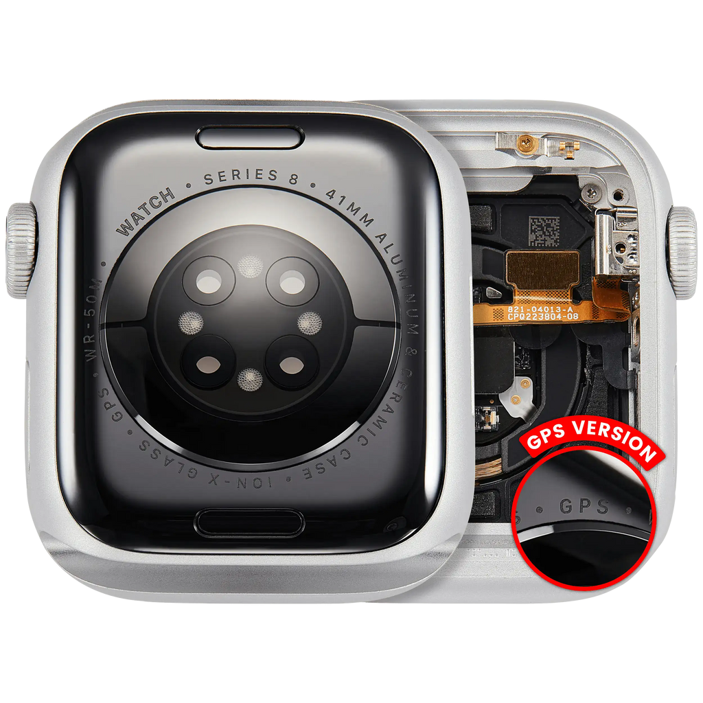 Housing Set compatible with Apple Watch Series 8 (41mm) (Used OEM Pull, Grade A) (GPS Version) (Aluminum/Silver)