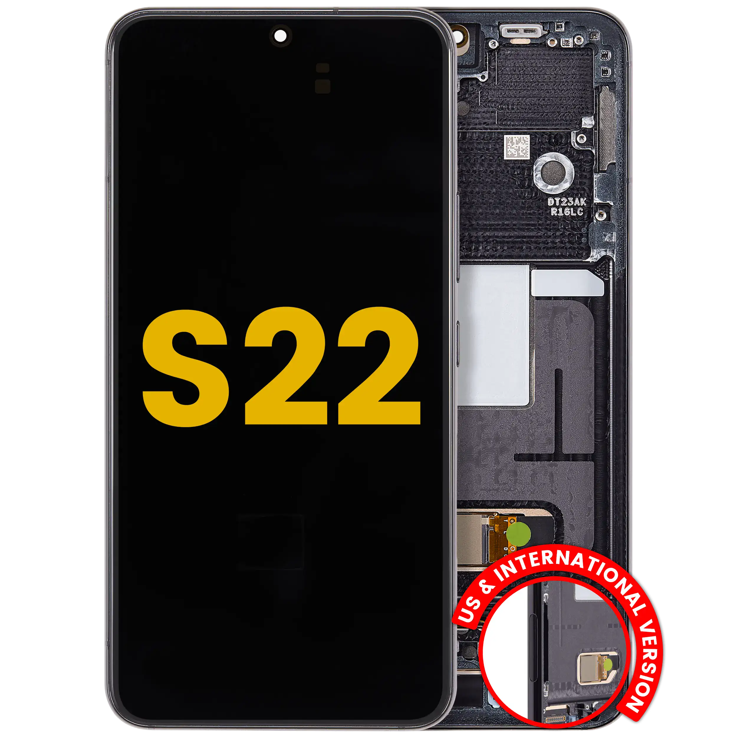 OLED-Display mit Rahmen für Samsung Galaxy S22 Phantom Black Refurb. Qualität A