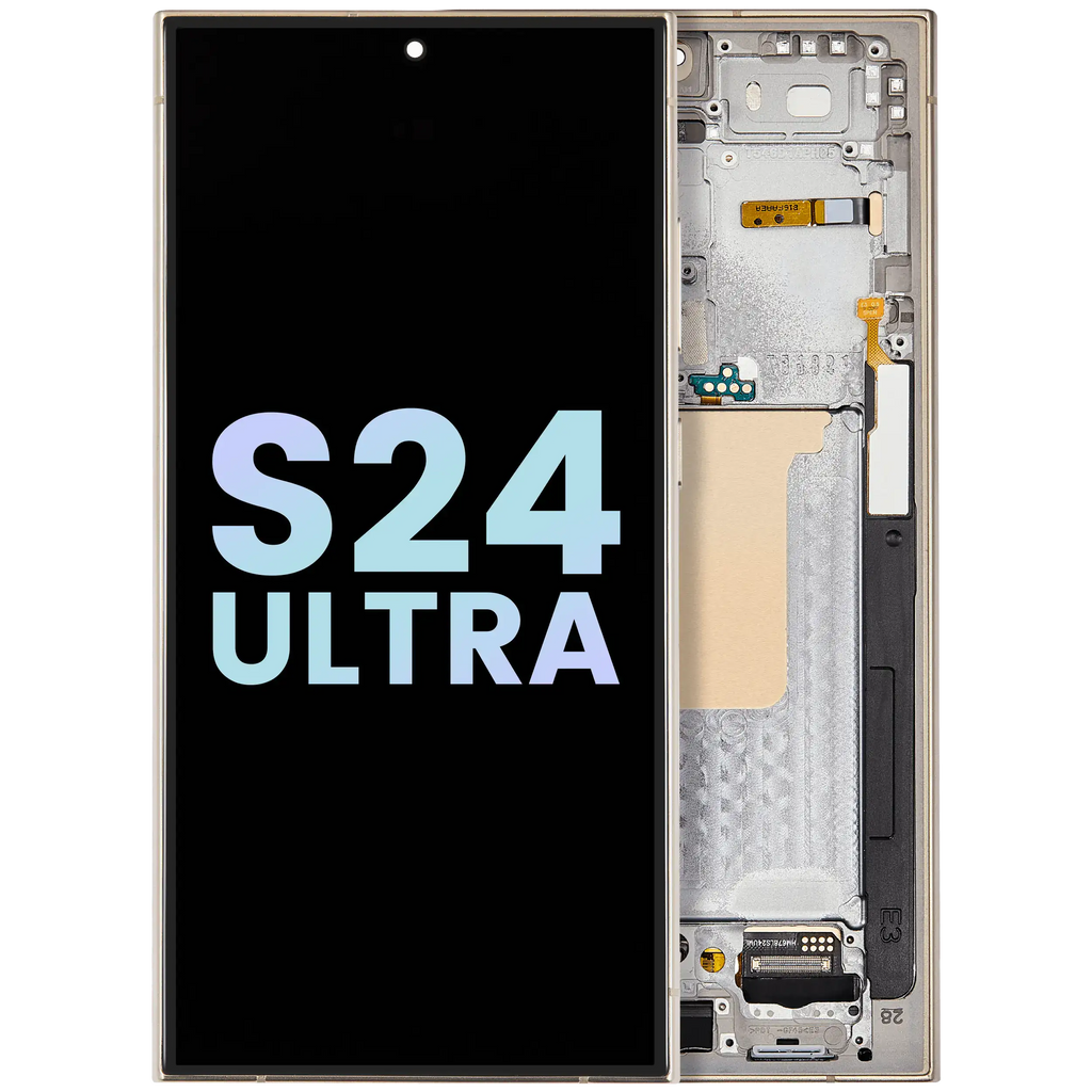 OLED-Display mit Rahmen für Samsung Galaxy S24 Ultra (Svc Pack) (Titanium Gelb)