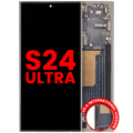 OLED-Komplettdisplay mit Rahmen für Samsung Galaxy S24 Ultra Titanium Grau (Afte