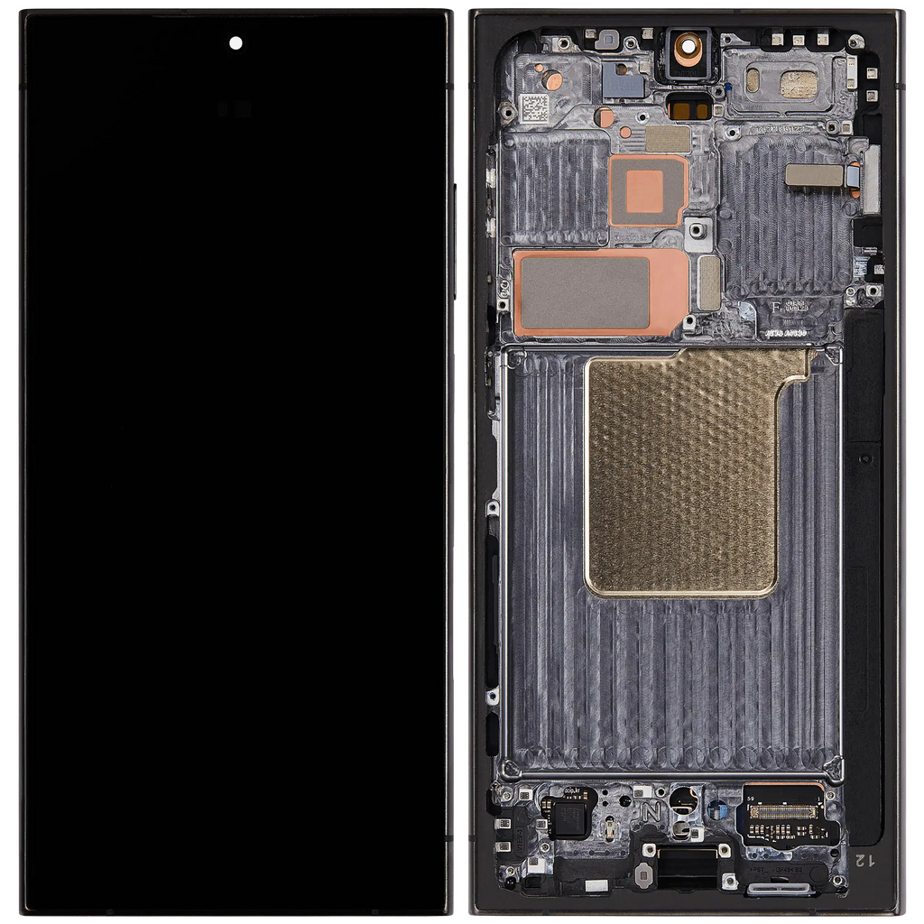 OLED-Display mit Rahmen für Samsung Galaxy S24 Ultra (US & Internationale Version) (Aftermarket Plus) (120Hz) (Titanium Schwarz)