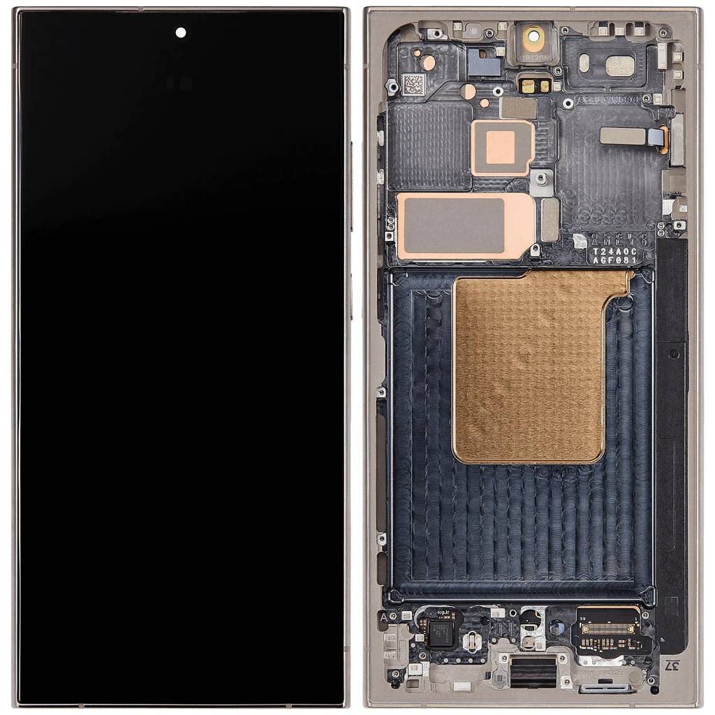 OLED-Display mit Rahmen für Samsung Galaxy S24 Ultra (US & Internationale Version) (Aftermarket Plus) (120Hz) (Titanium Grau)