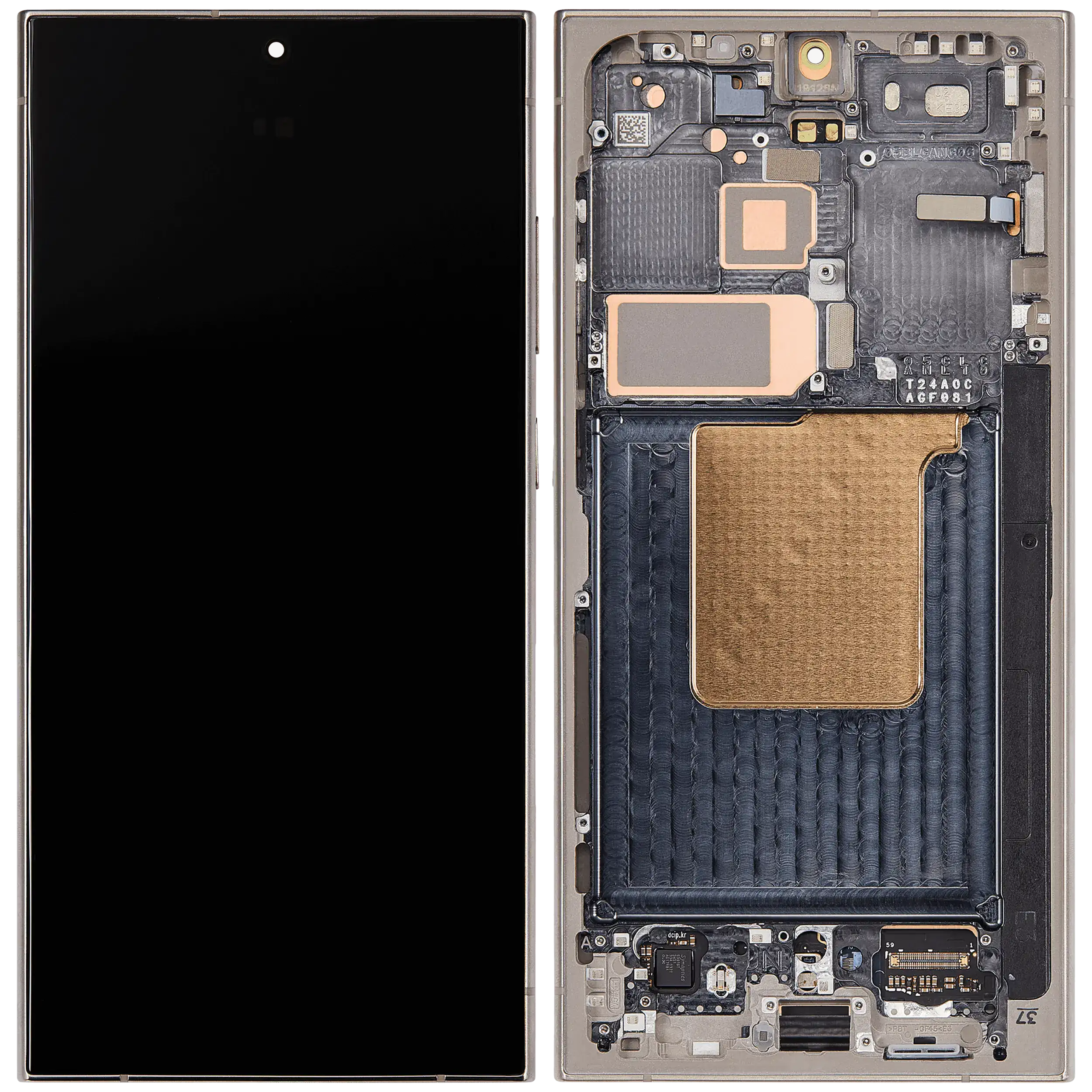 OLED-Display mit Rahmen für Samsung Galaxy S24 Ultra (US & Internationale Version) (Aftermarket Plus) (120Hz) (Titanium Grau)
