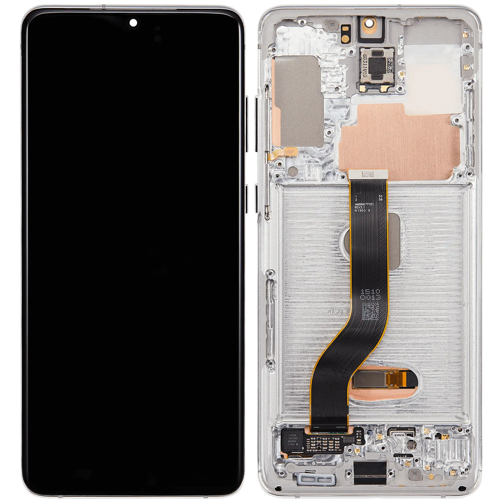 OLED-Display mit Rahmen für Samsung Galaxy S20 Plus 5G (Cloud White) Aftermarket