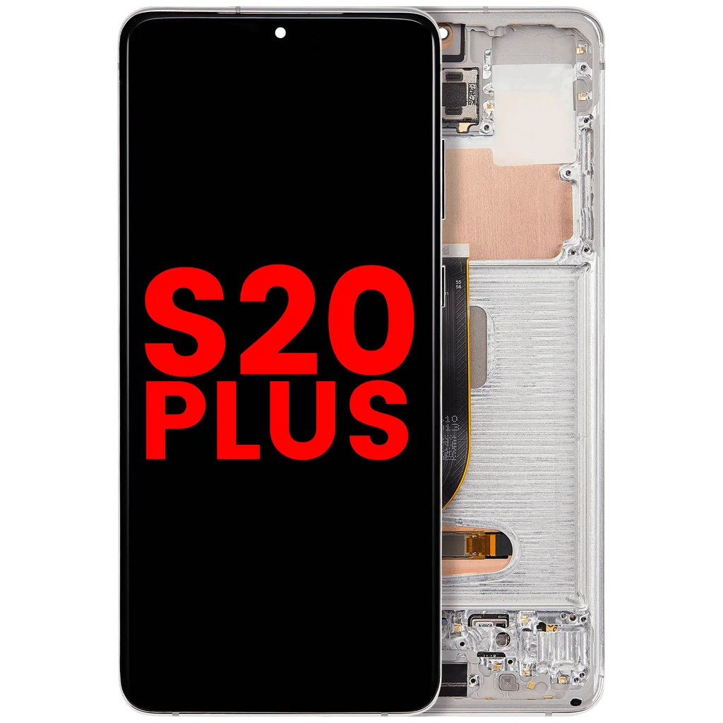 OLED-Display mit Rahmen für Samsung Galaxy S20 Plus 5G (Cloud White) Aftermarket