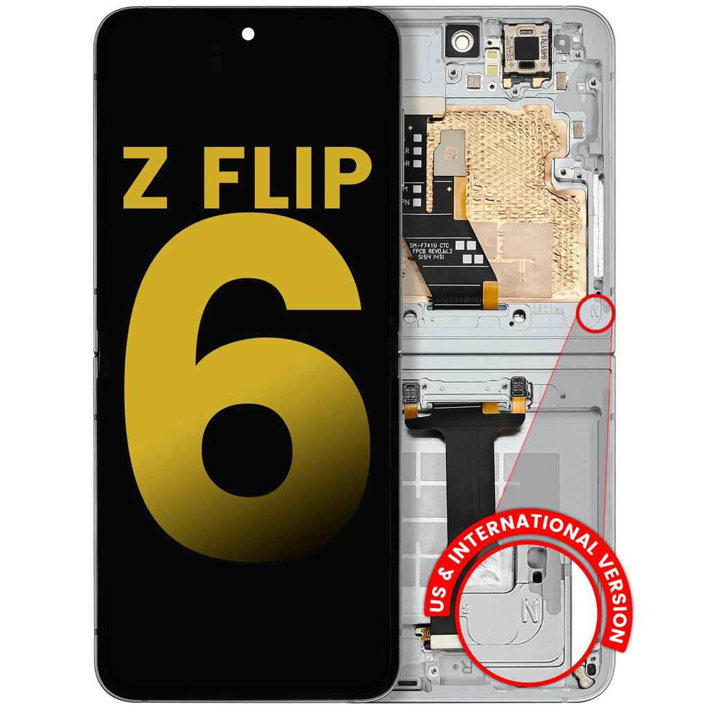 Inneres OLED-Display mit Rahmen Samsung Galaxy Z Flip 6 5G Refurbished Weiß