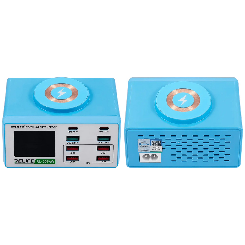 RL-309AW Wireless Digital Display 8-Port Charger 100W (Relife)