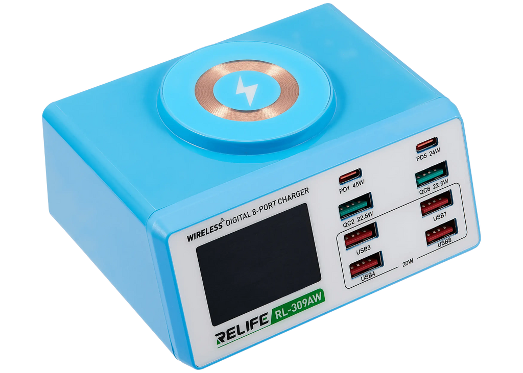 RL-309AW Wireless Digital Display 8-Port Charger 100W (Relife)