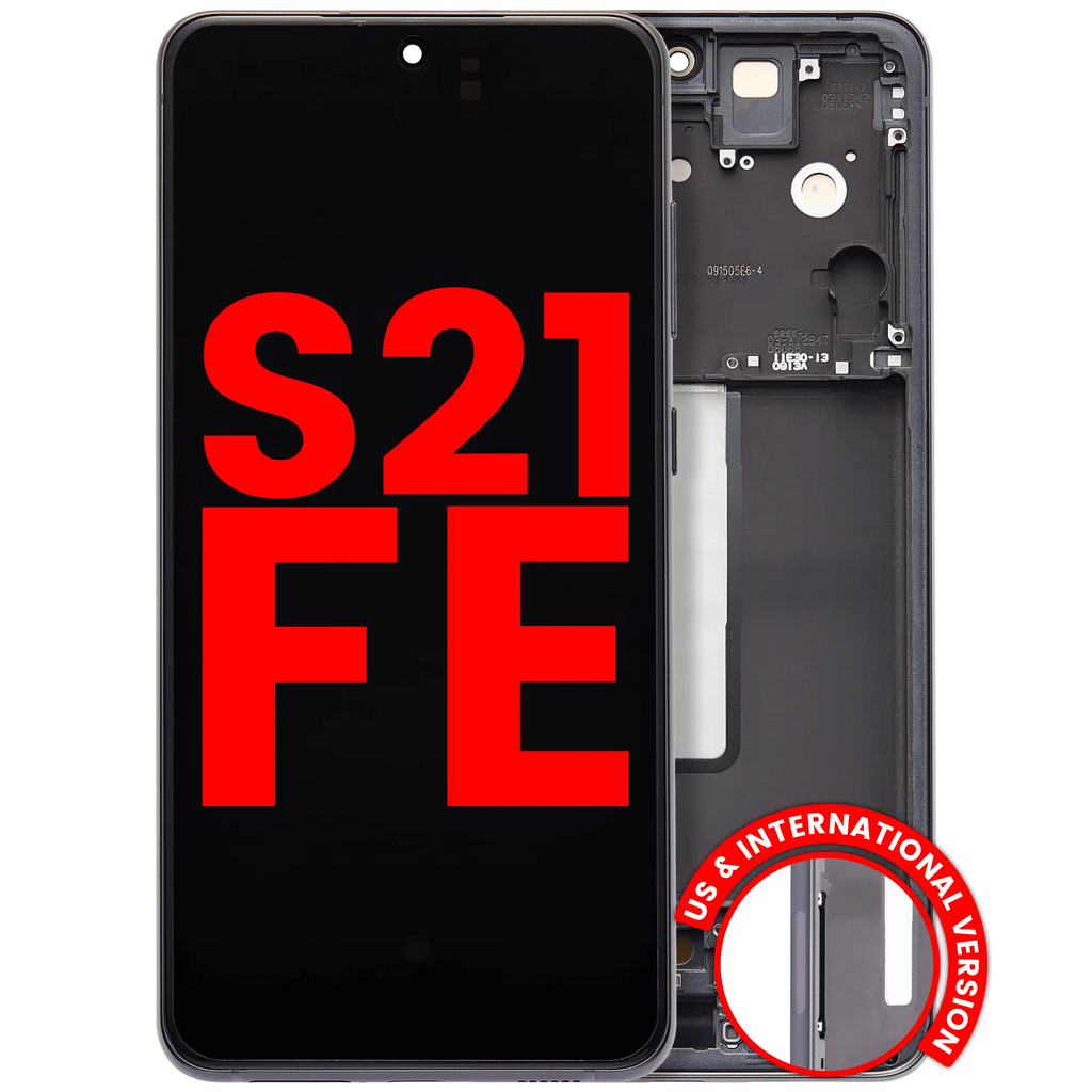 OLED-Display mit Rahmen für Samsung Galaxy S21 FE Graphite Aftermarket+
