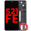 OLED-Display mit Rahmen für Samsung Galaxy S21 FE Graphite Aftermarket+