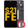 OLED-Display mit Rahmen für Samsung Galaxy S21 FE, Refurbished, Graphite